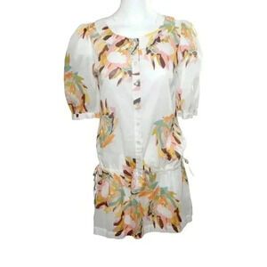 French Connection Shirt Dress Size Medium Colorful Lightweight Cotton Mini